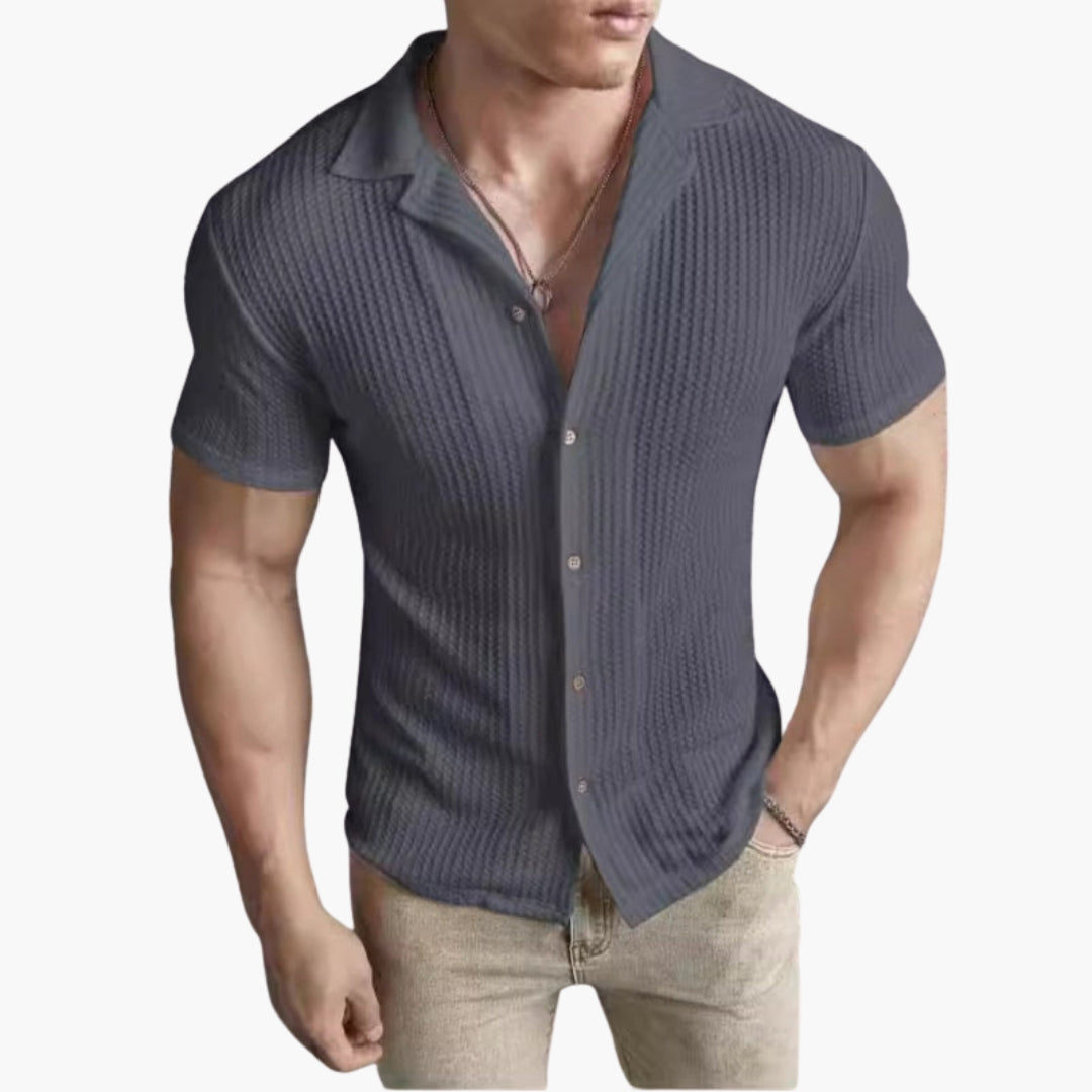 Chemise Homme avec Col Ouvert et Surface Texturée