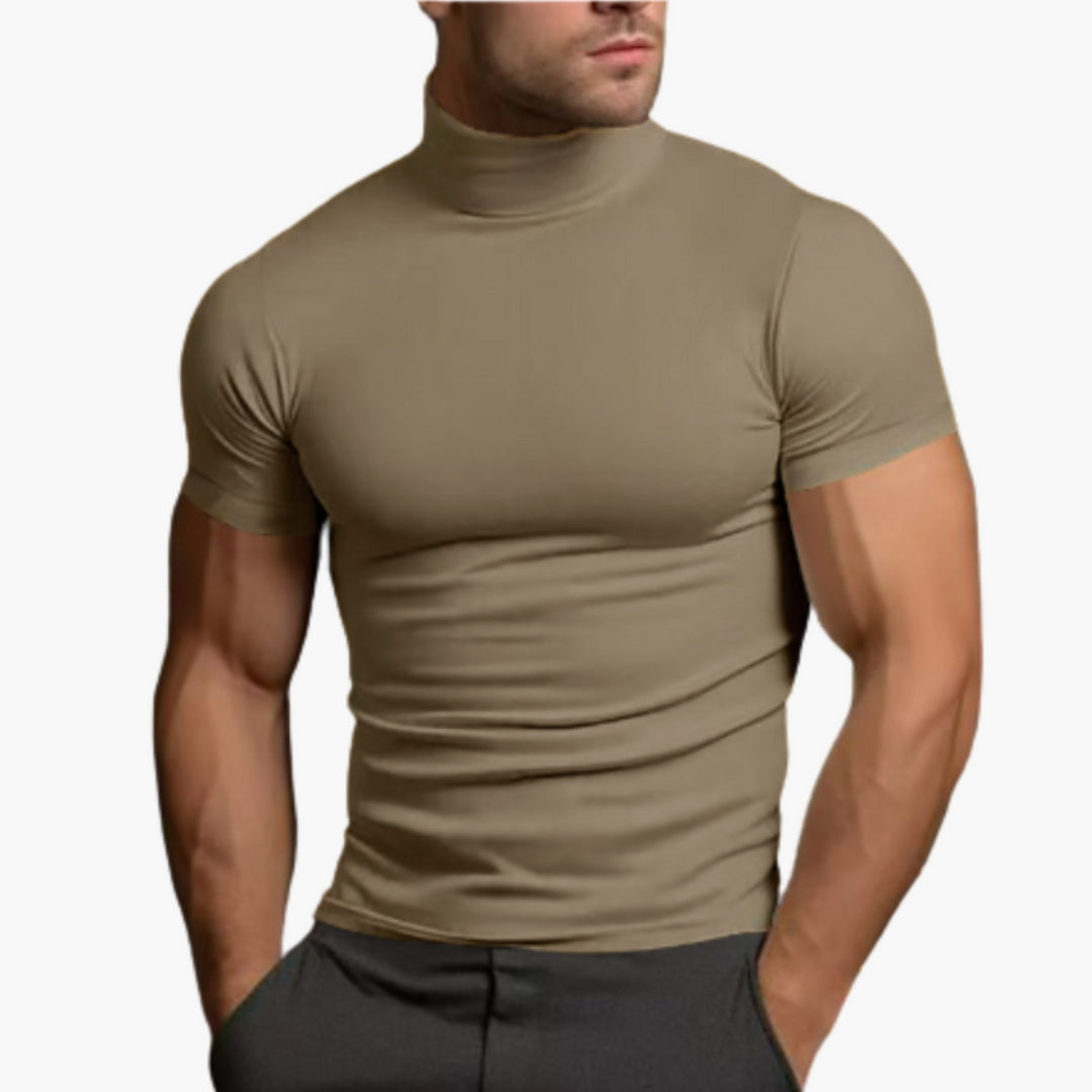 Chemise Homme avec Col Roulé et Manches Courtes