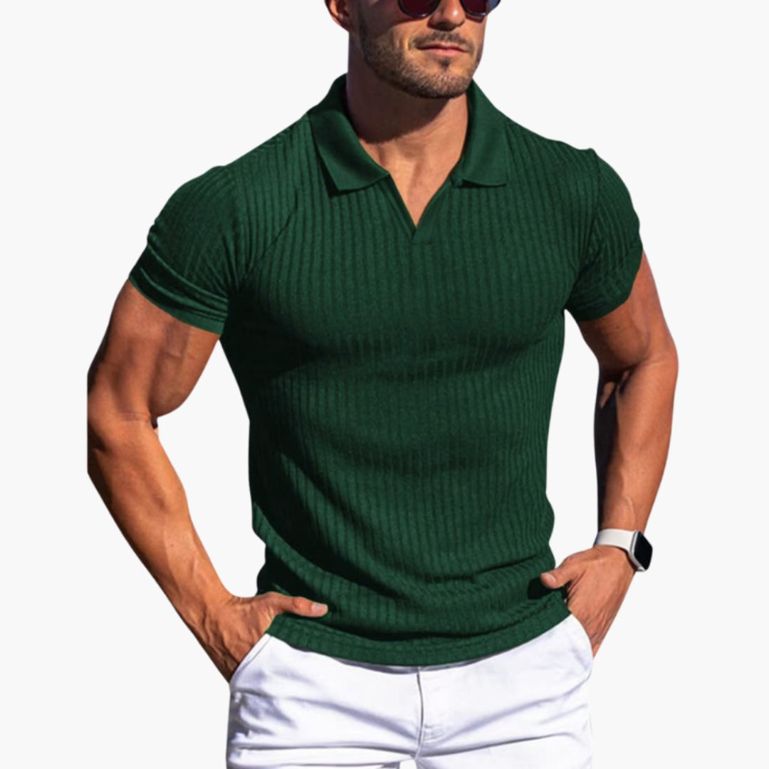 Chemise Polo Homme avec Col et Surface Côtelée