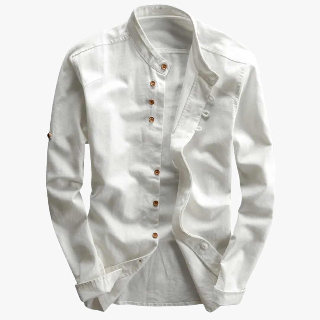 Chemise pour homme avec patte de boutonnage asymétrique et manches longues