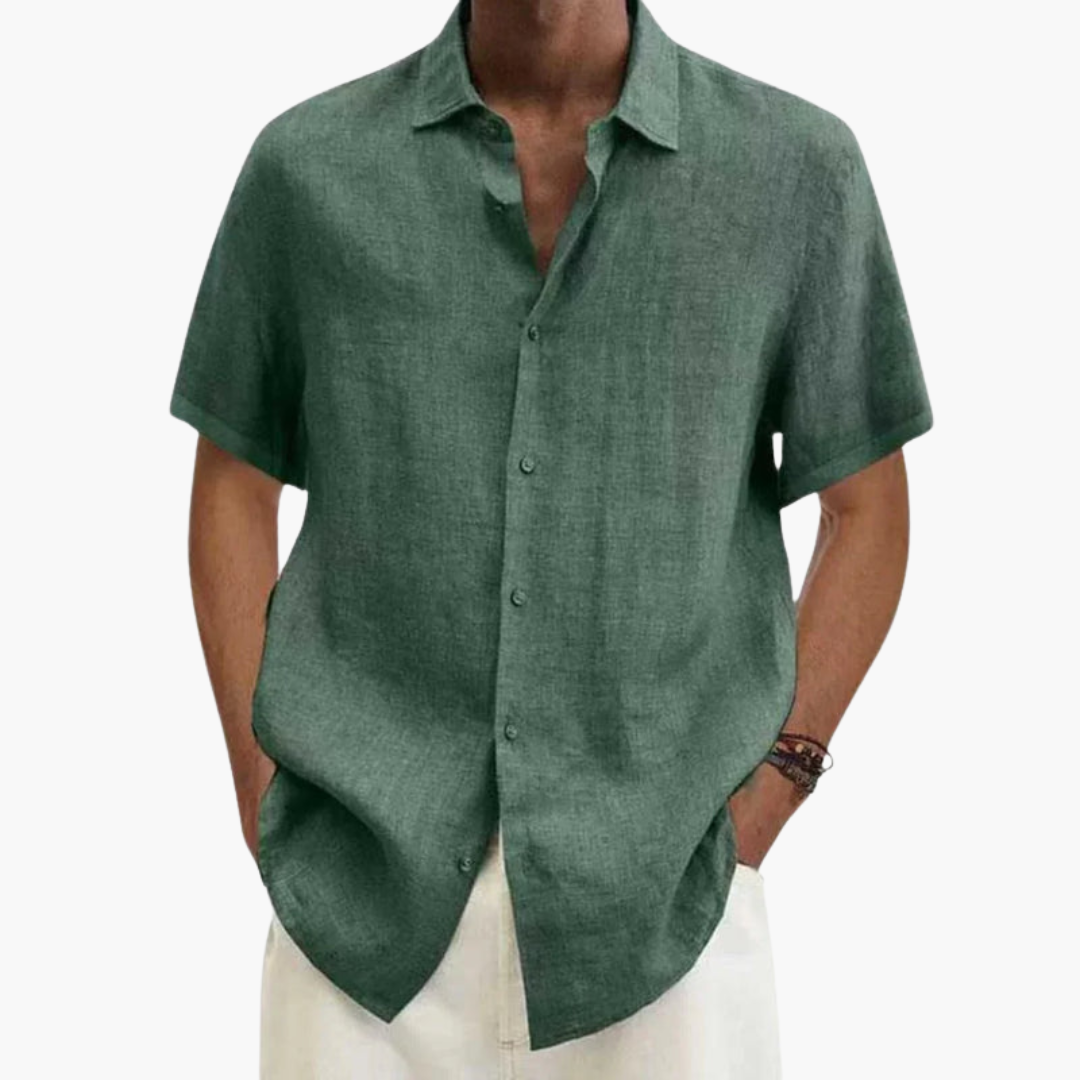 Chemise à manches courtes pour homme avec col classique et boutonnière