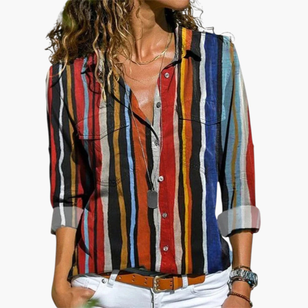 Chemise femme avec patte de boutonnage et imprimé