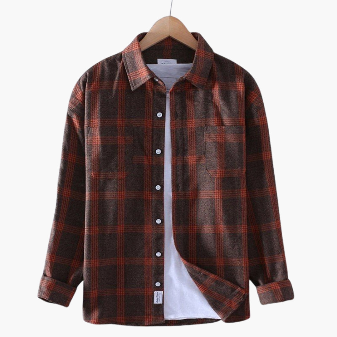 Chemise homme à carreaux avec fermeture boutons