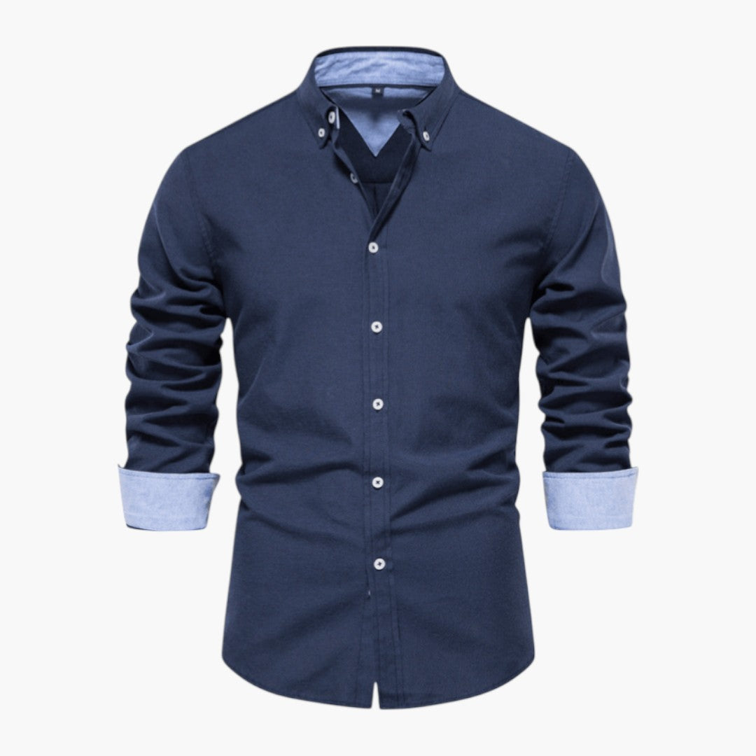 Chemise homme à col boutonné et manches longues