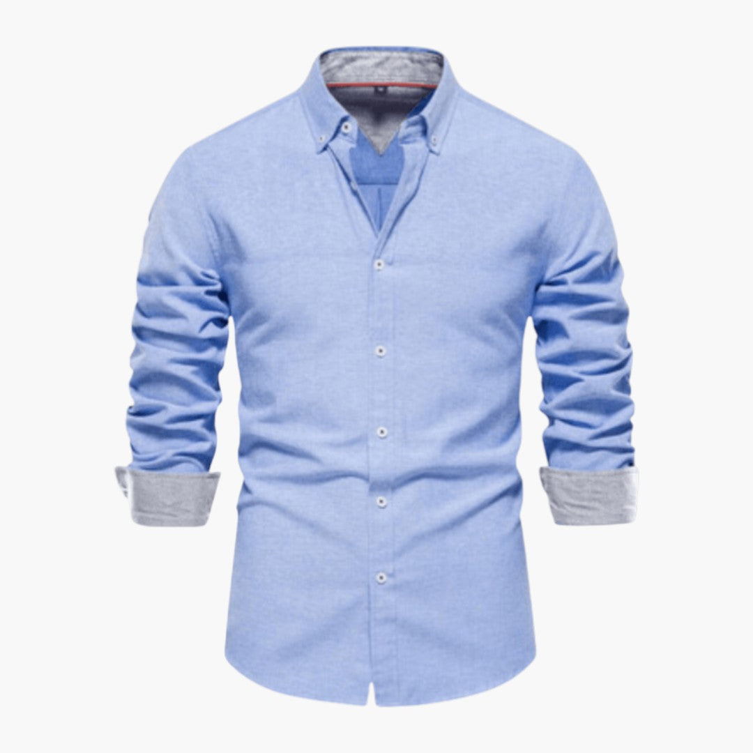 Chemise homme à col boutonné et manches longues