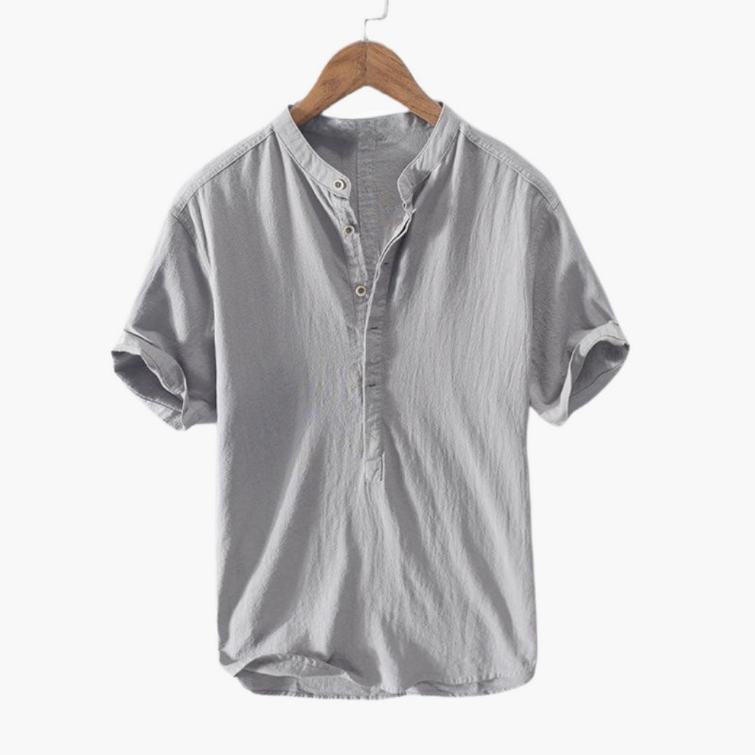 Chemise homme à col officier et manches courtes