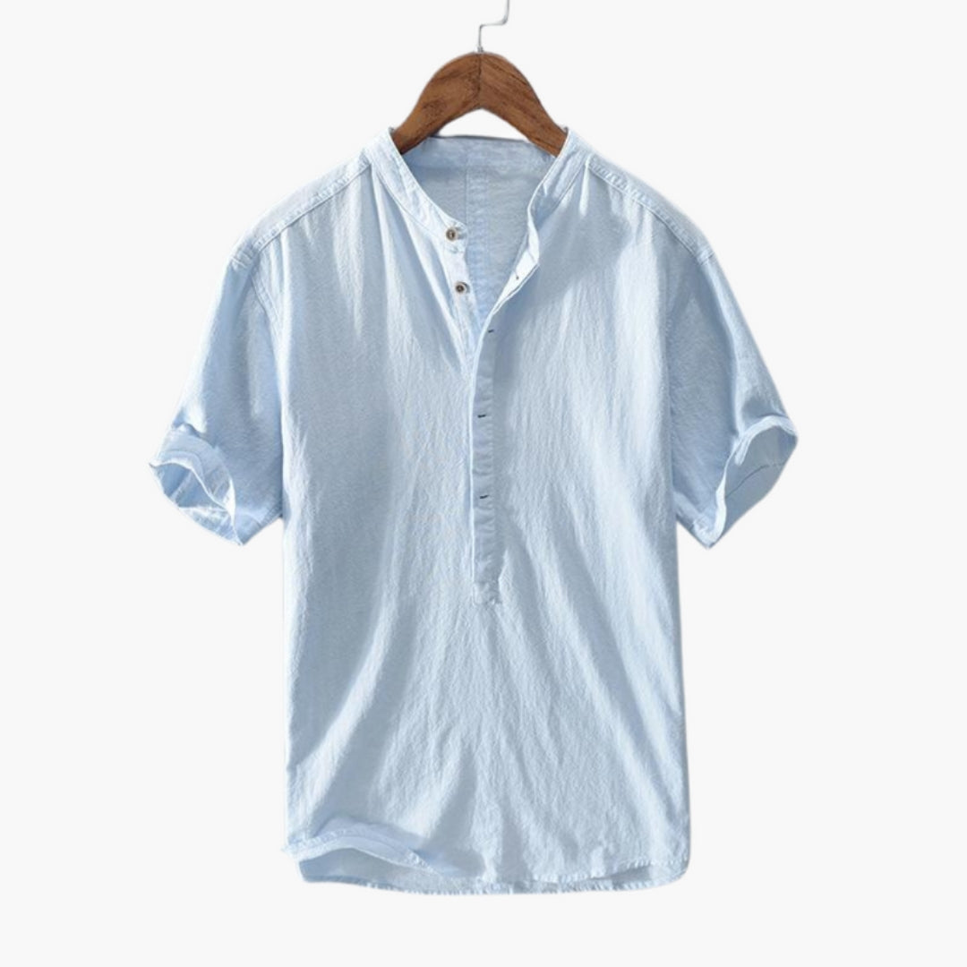 Chemise homme à col officier et manches courtes