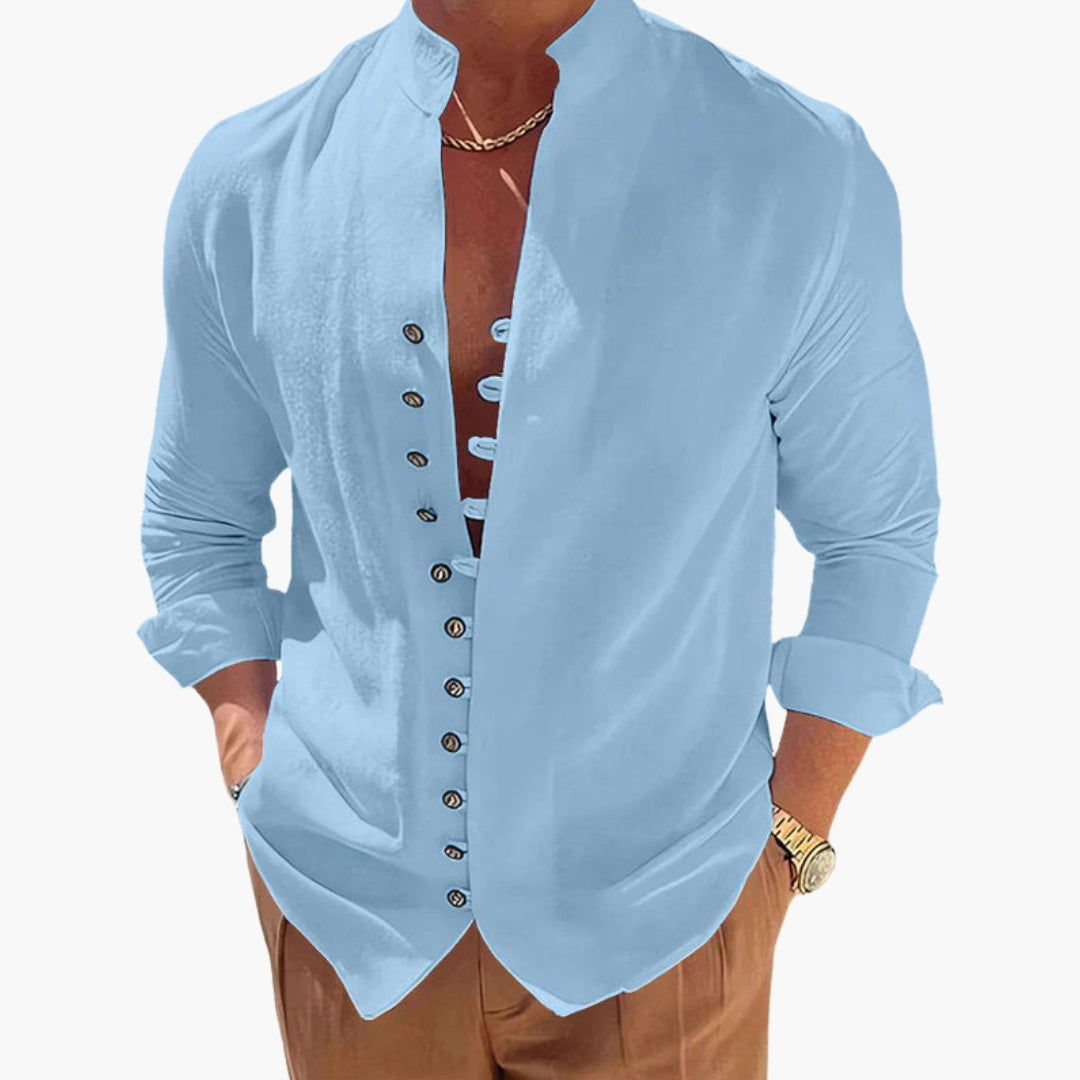 Chemise homme à col officier et surface unie