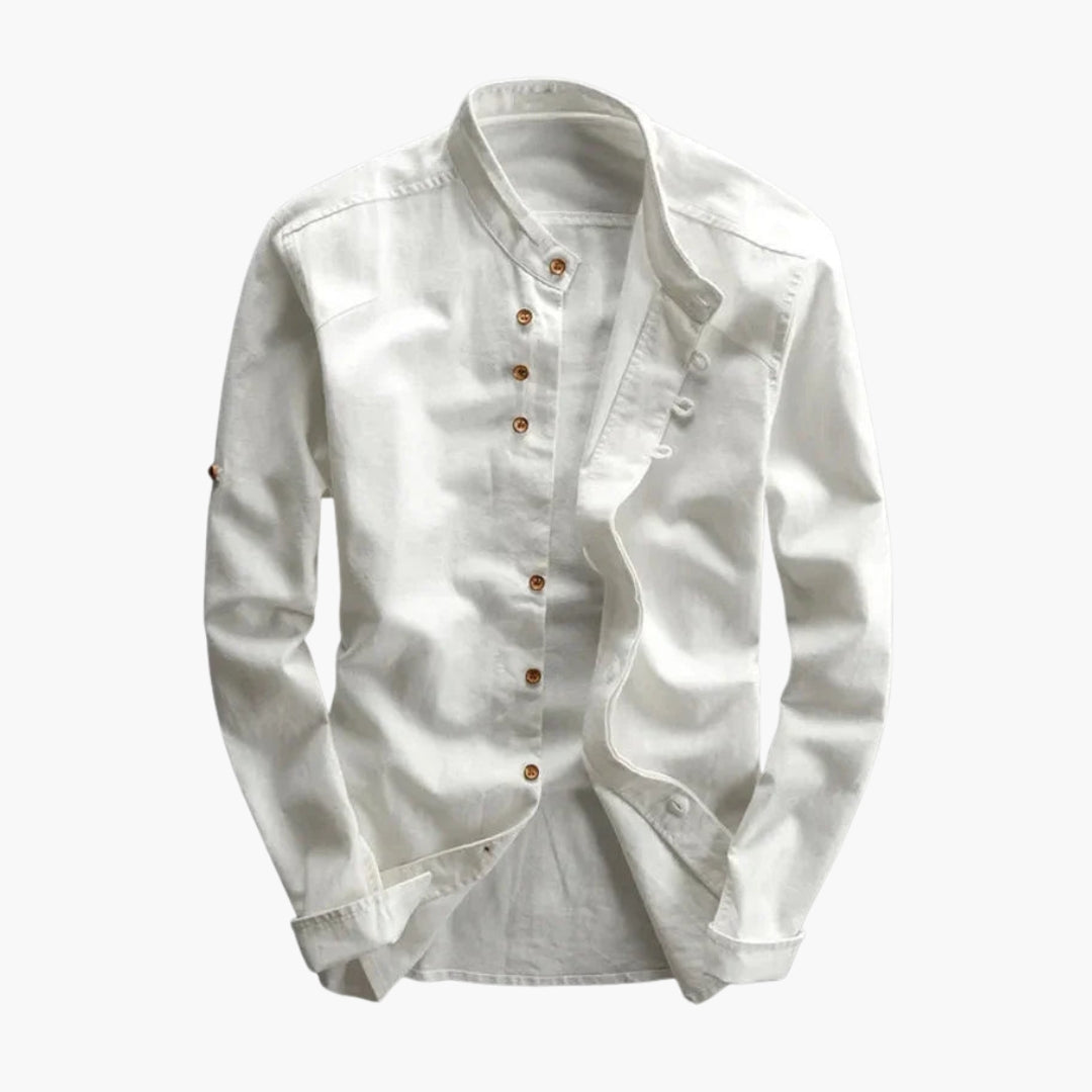 Camisa de hombre de manga larga con cuello alto