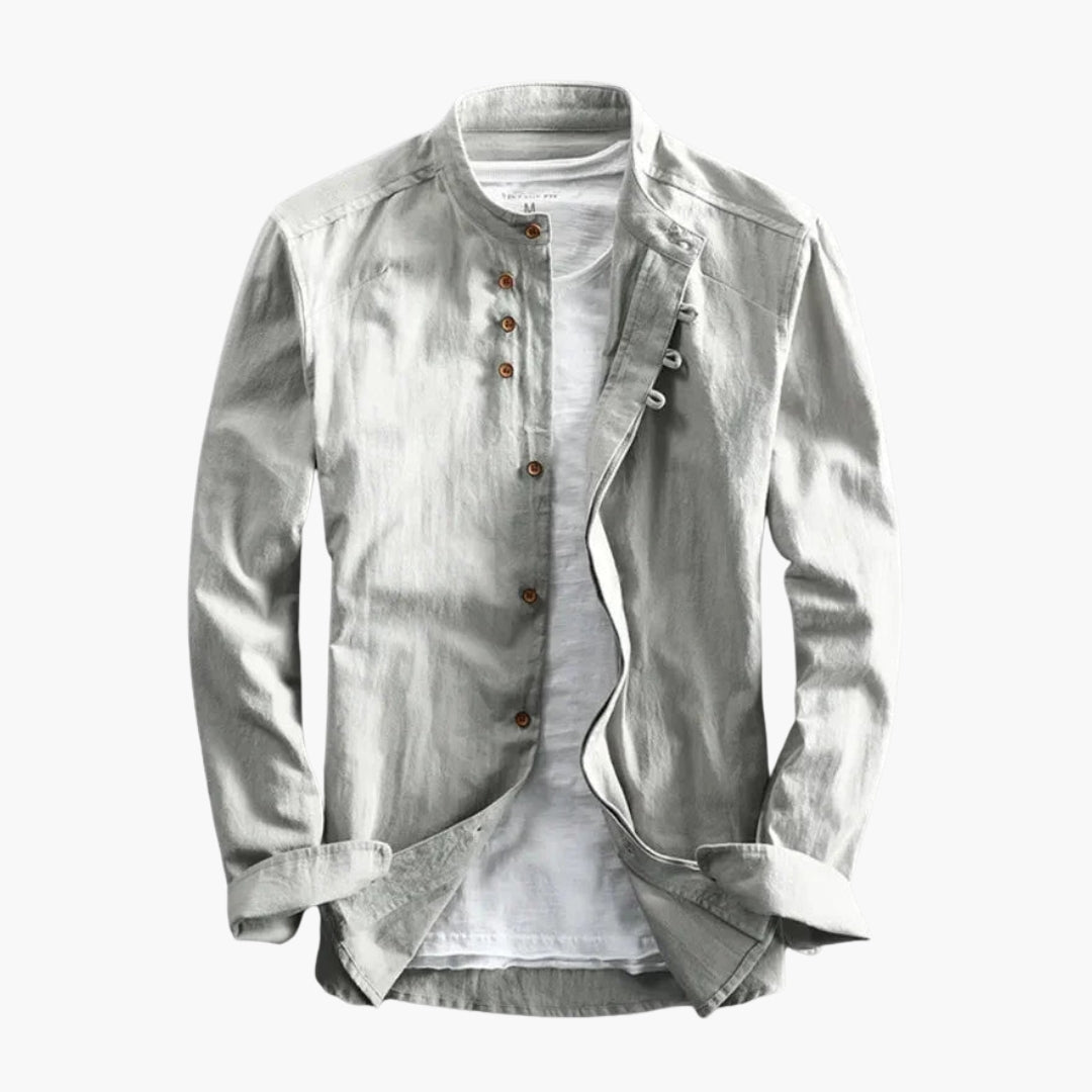 Camisa de hombre de manga larga con cuello alto