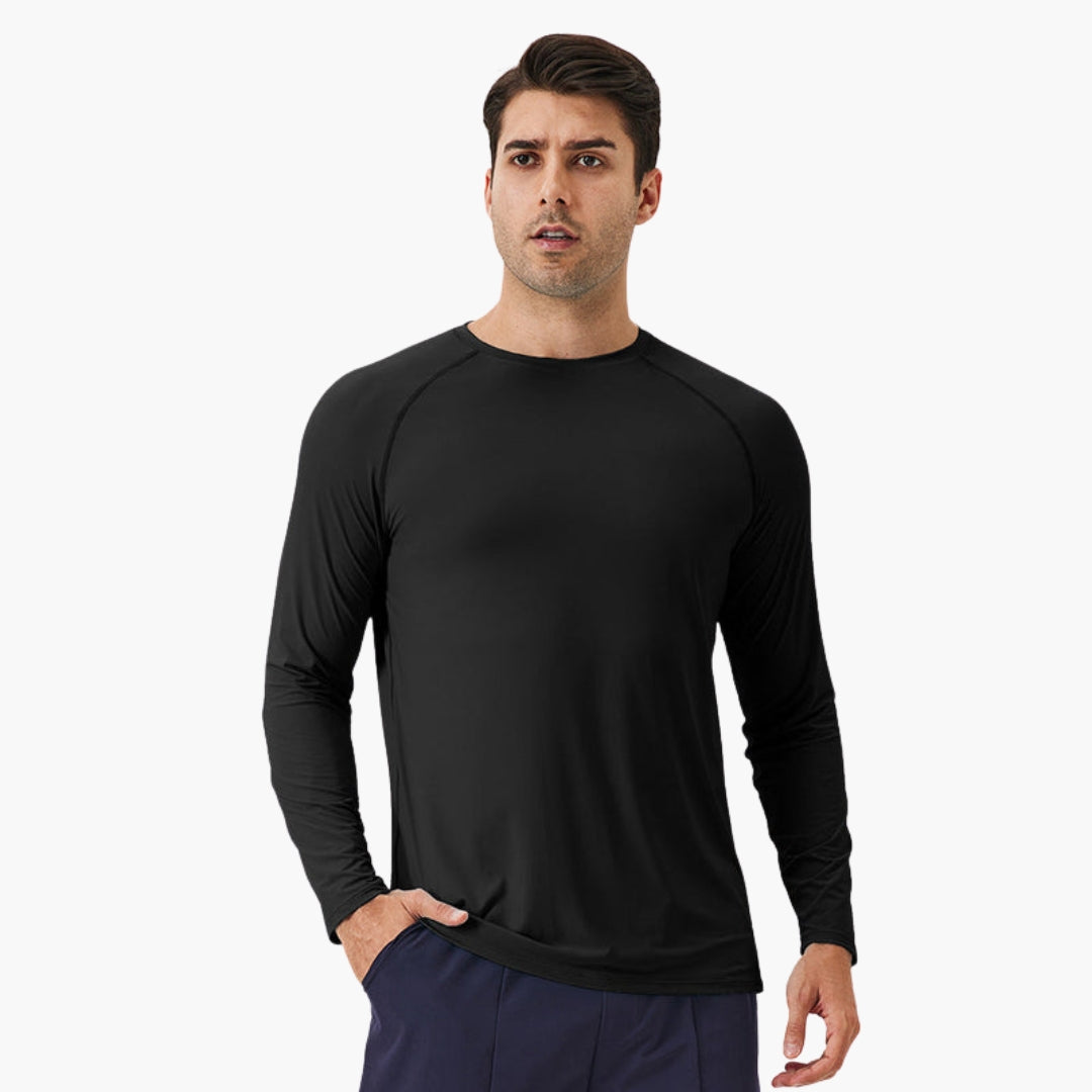 Chemise homme à manches longues avec col rond