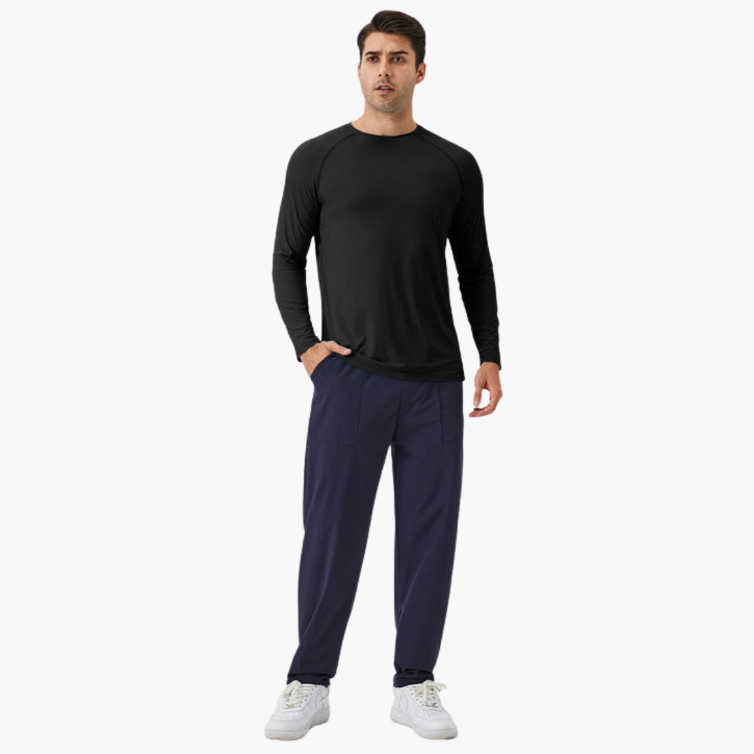 Chemise homme à manches longues avec col rond