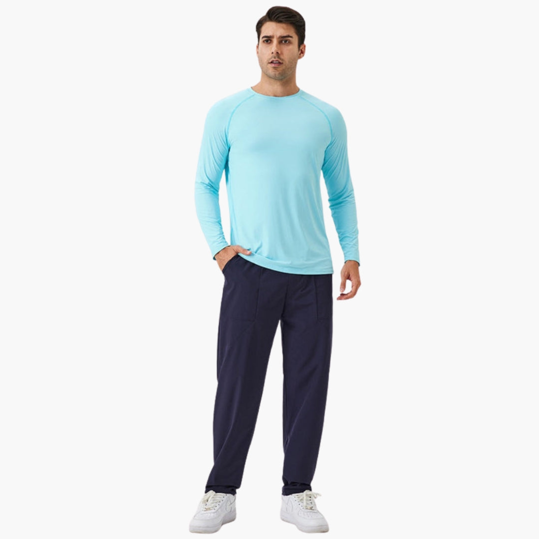 Chemise homme à manches longues avec col rond