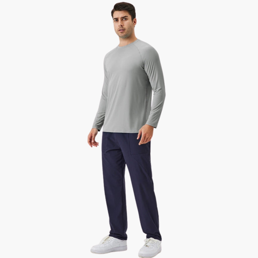 Chemise homme à manches longues avec col rond