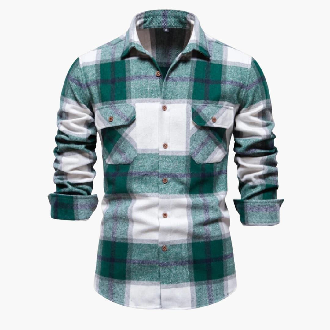 Chemise homme à manches longues avec double poche poitrine
