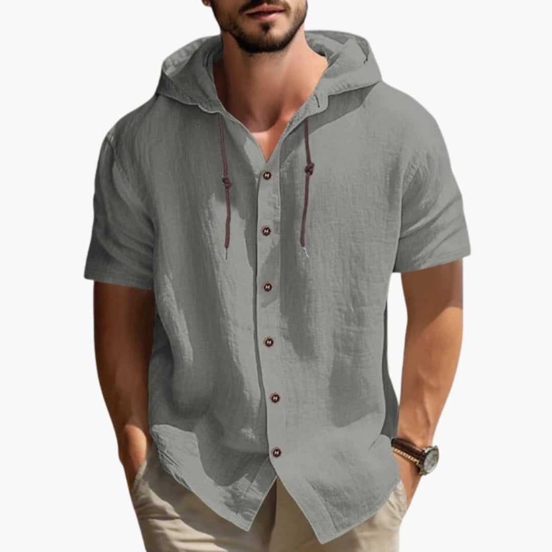 Chemise homme avec capuche et patte de boutonnage