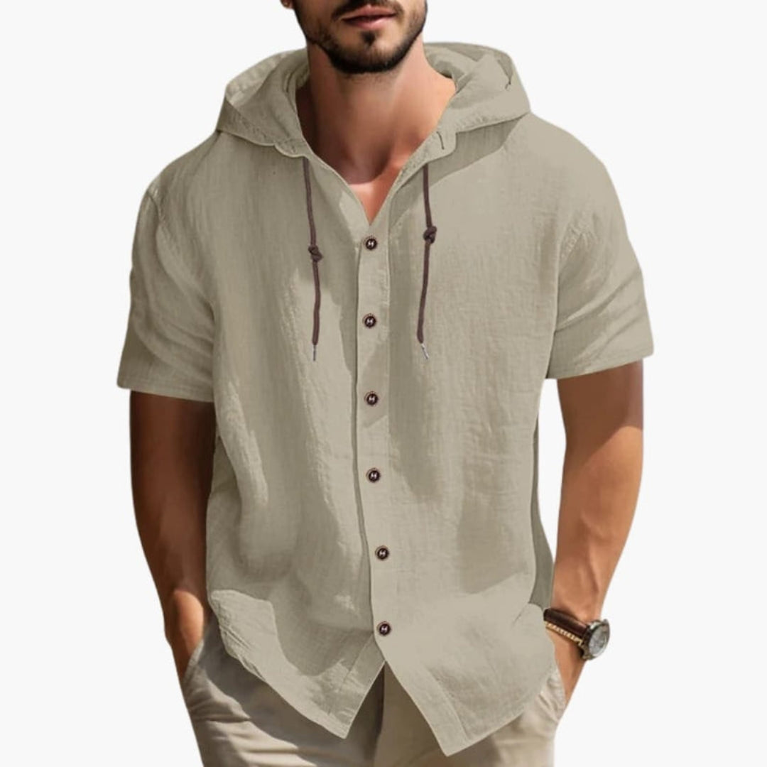 Chemise homme avec capuche et patte de boutonnage