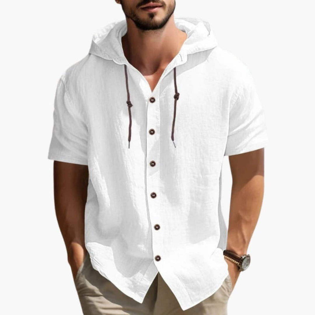Chemise homme avec capuche et patte de boutonnage