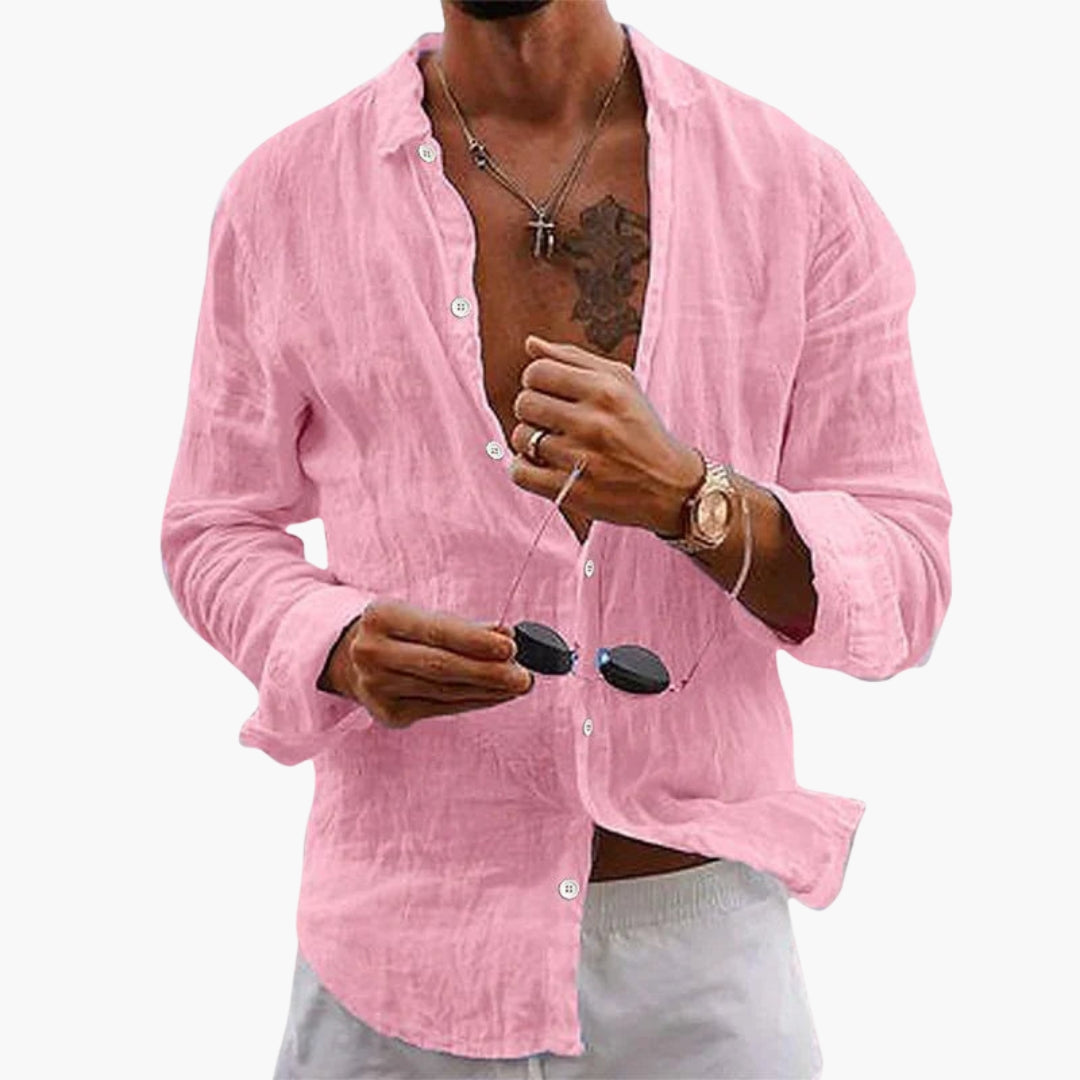 Chemise homme àvec col et surface unie