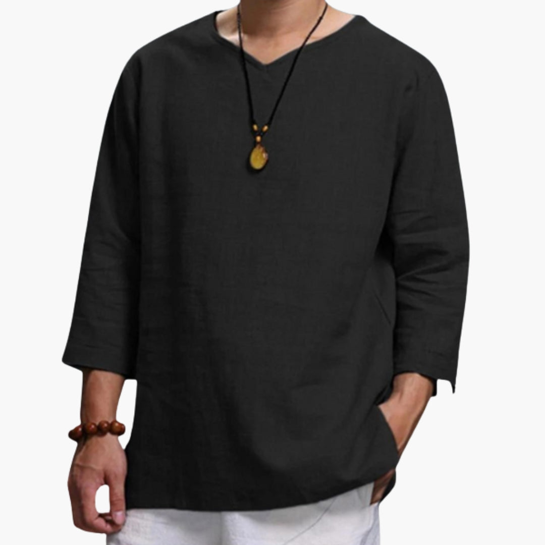 Chemise homme avec manches longues avec ourlet droit