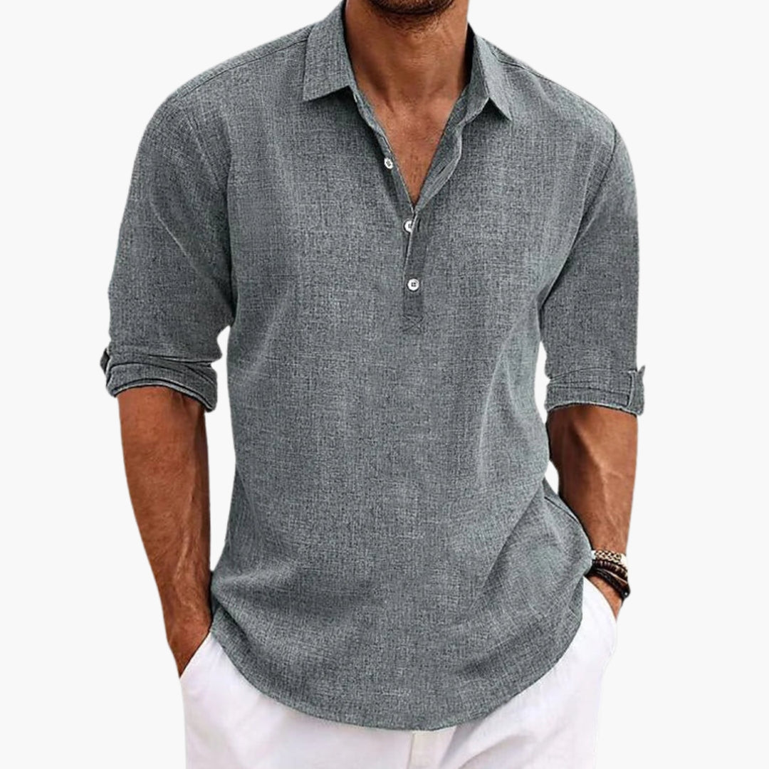 Chemise homme coupe droite à col et patte de boutonnage