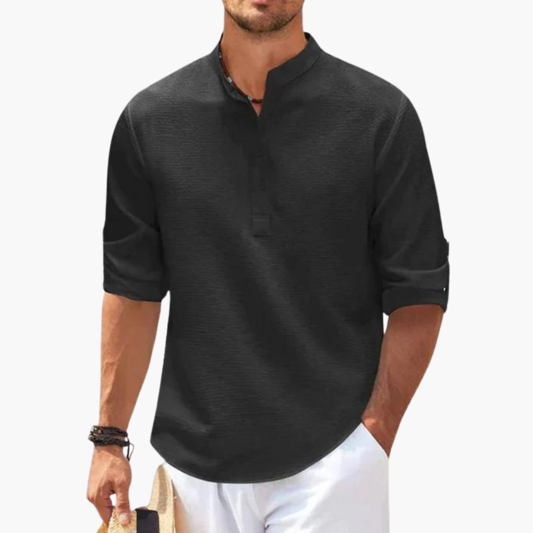 Chemise homme coupe droite à col officier