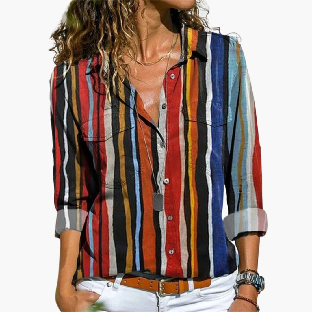Chemise imprimée femme avec col et boutons