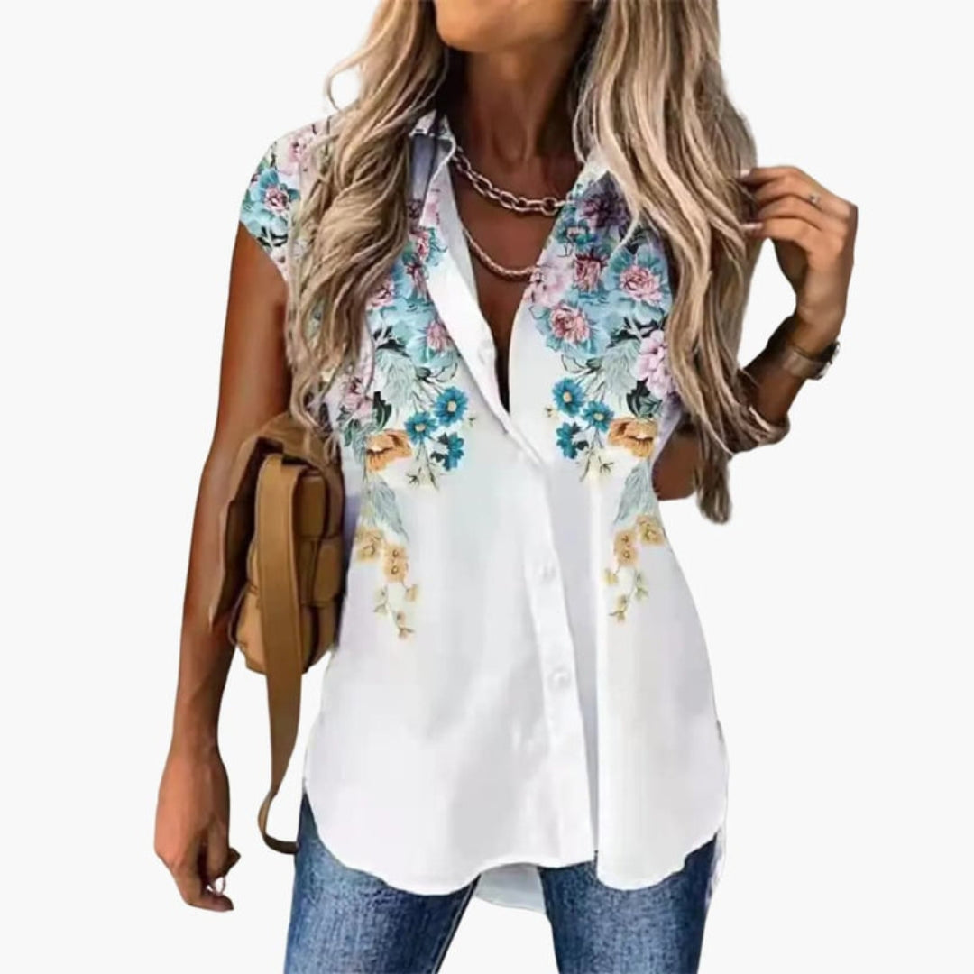 Camicia da donna con colletto e taglio senza maniche