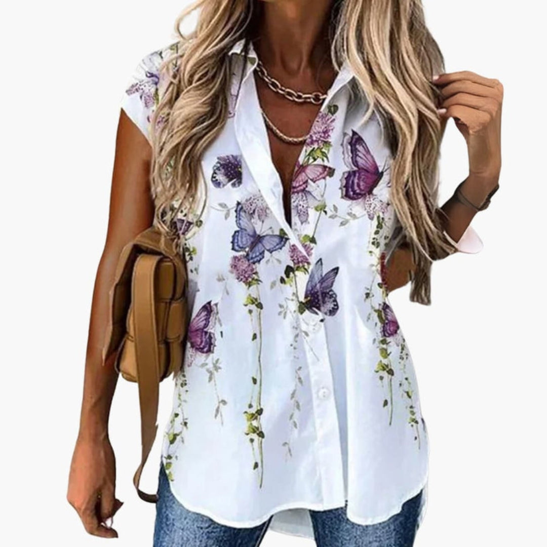 Camicia da donna con colletto e taglio senza maniche