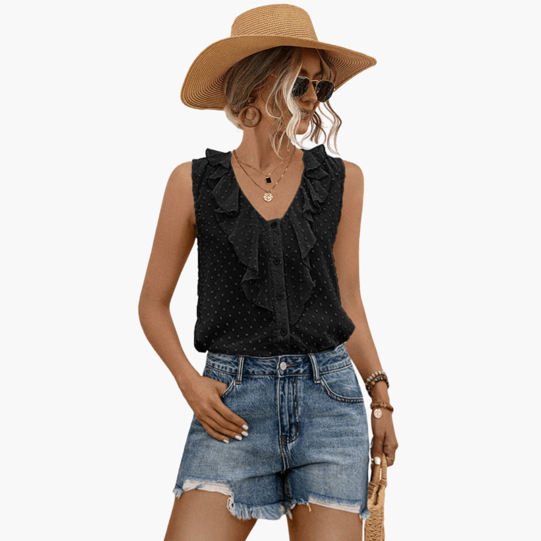 Camicia senza maniche da donna con scollo a V