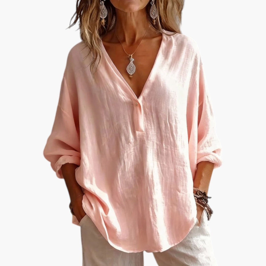 Chemisier femme avec manches longues et coupe fluide
