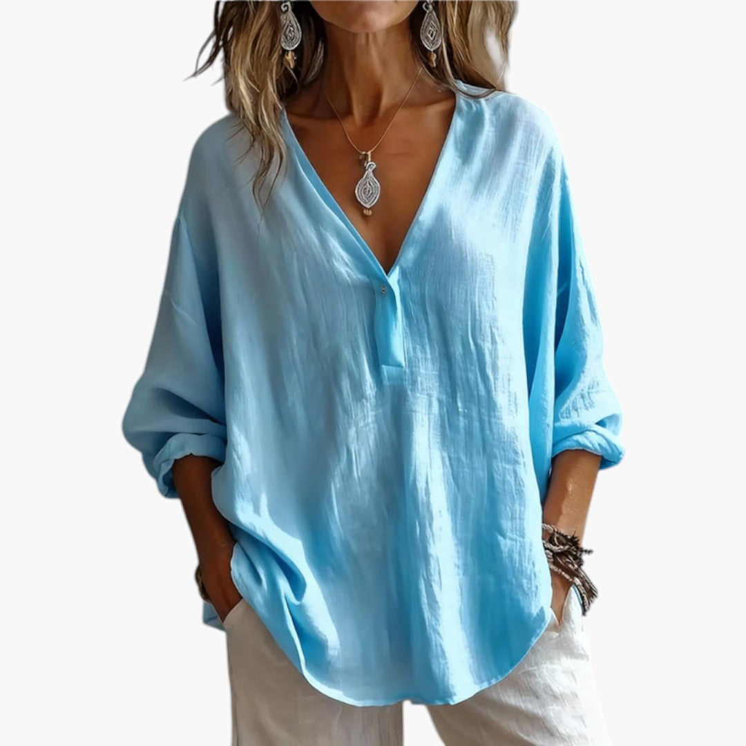 Chemisier femme avec manches longues et coupe fluide