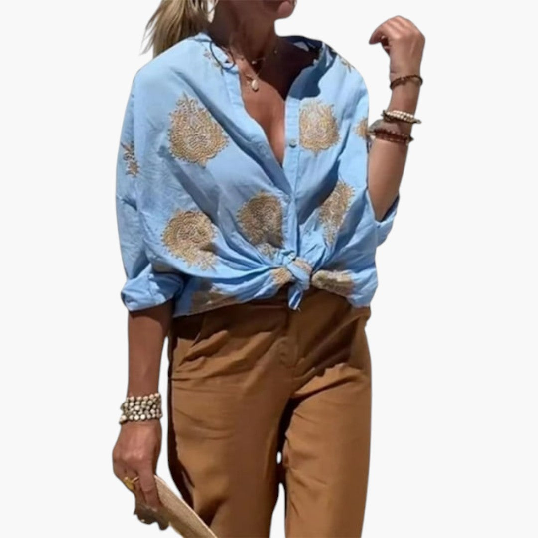 Women's blouse with printed surface