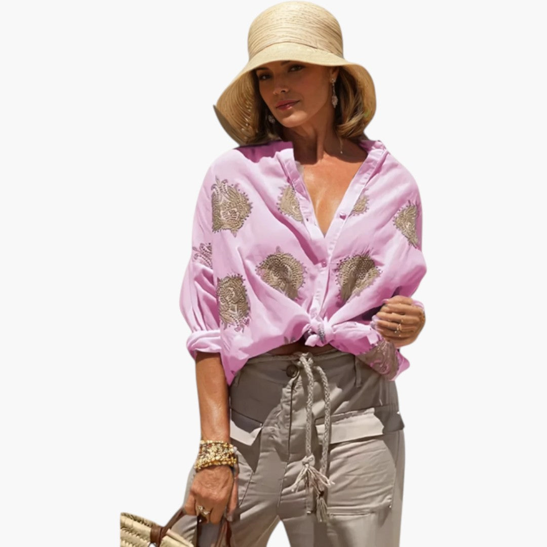 Women's blouse with printed surface