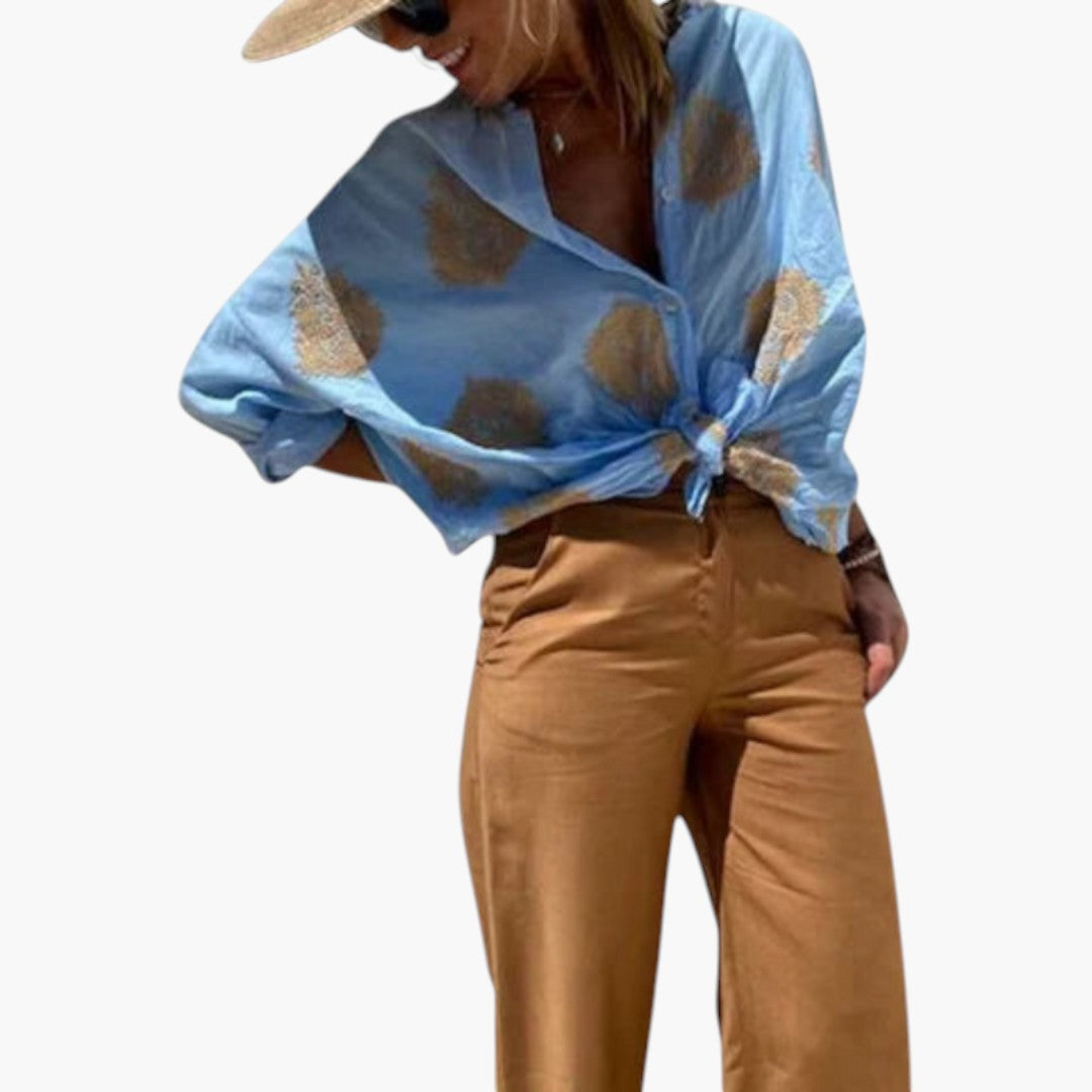 Women's blouse with printed surface