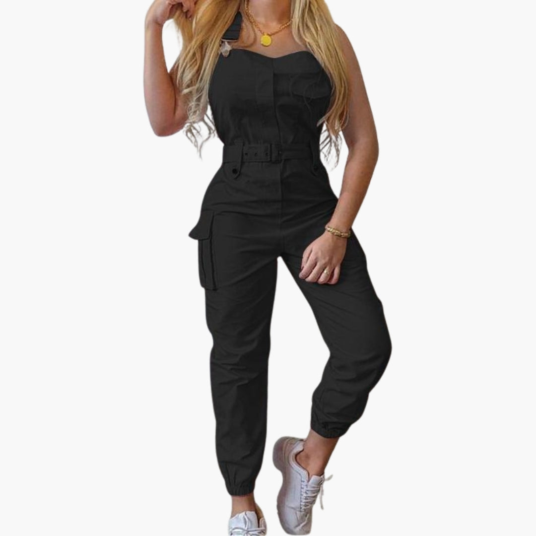 Tuta donna con spalline e cintura