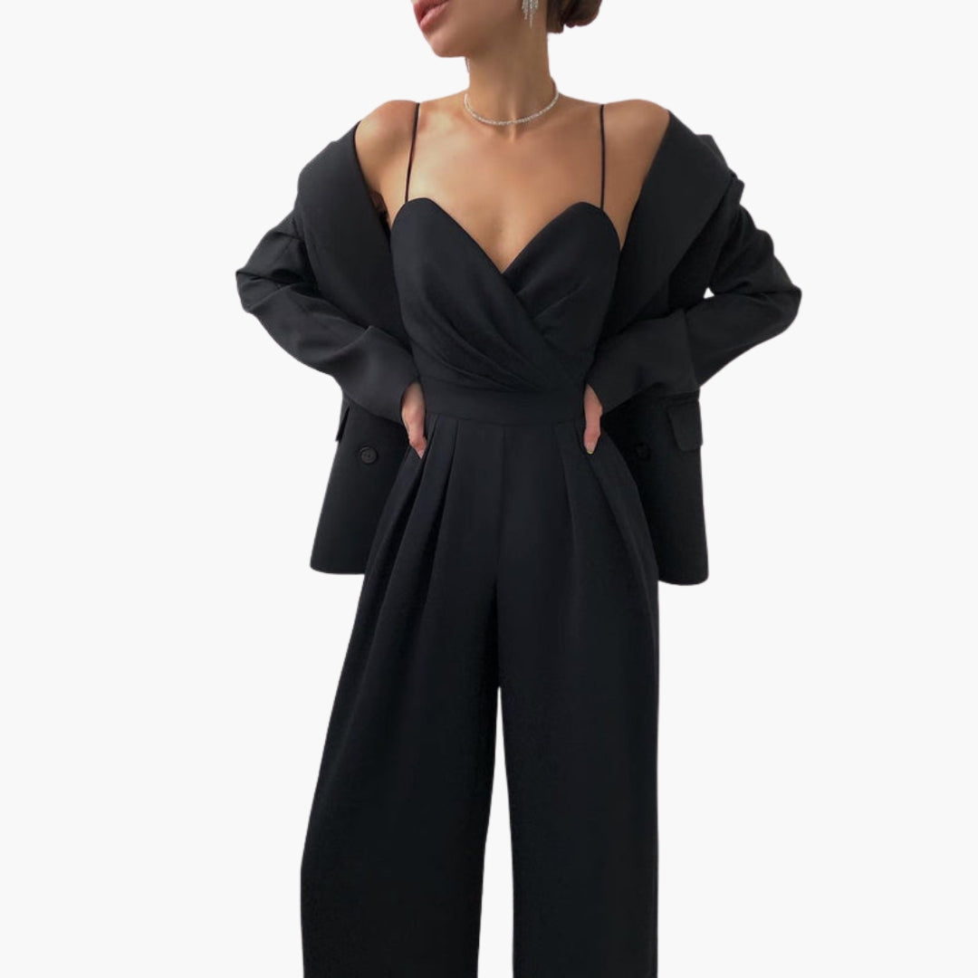 Wide-leg jumpsuit for women with thin straps