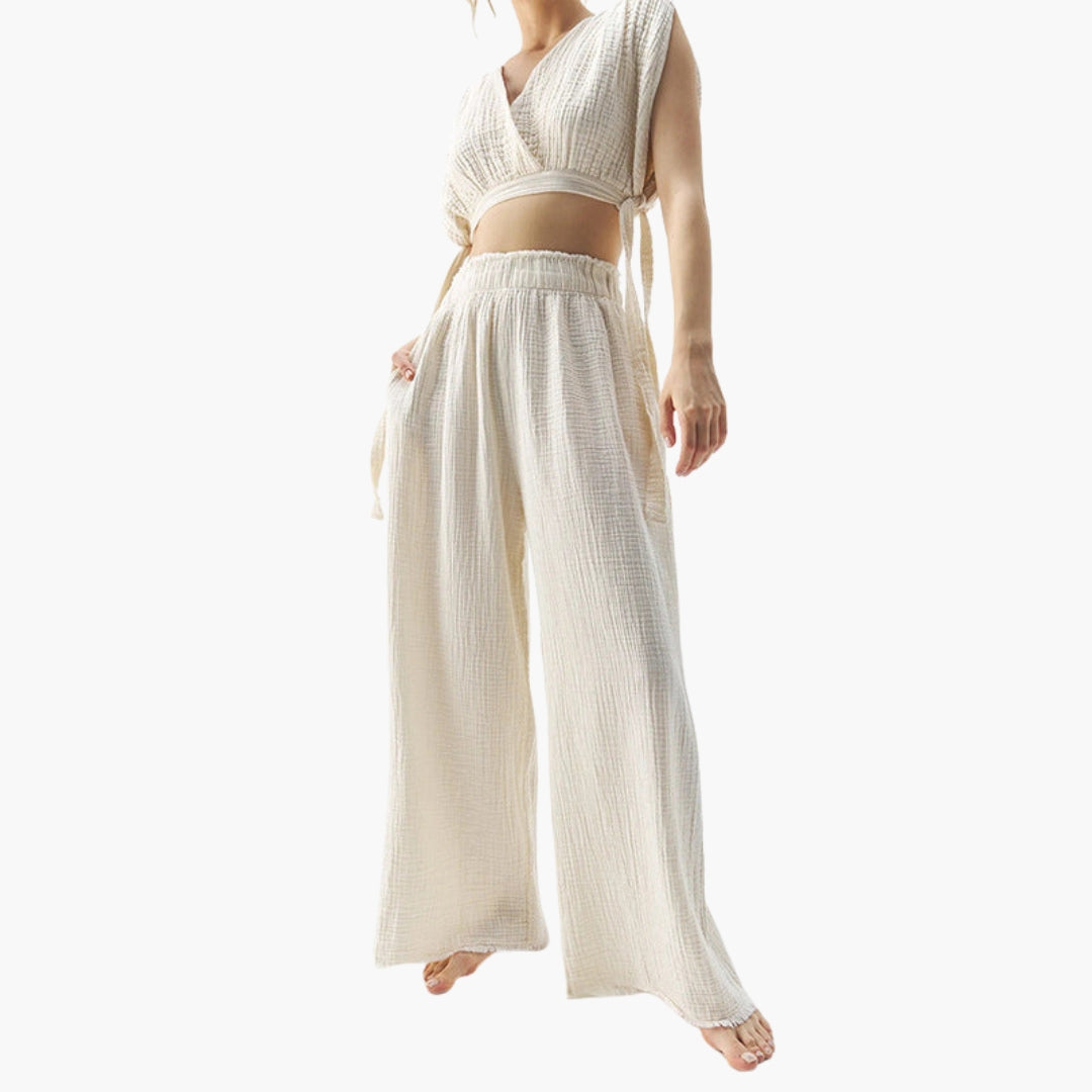 Tuta donna due pezzi con scollo a V