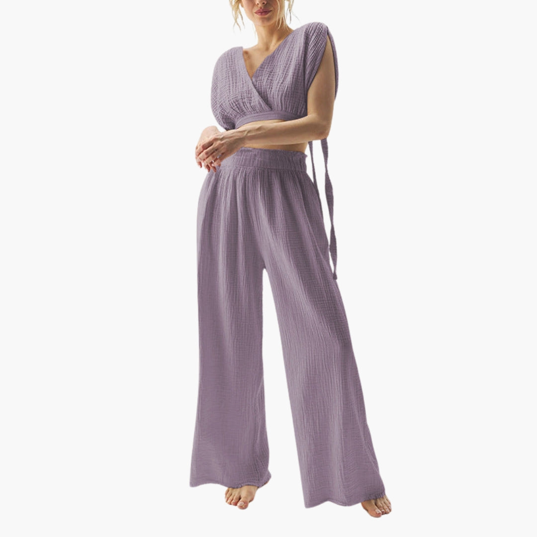 Tuta donna due pezzi con scollo a V
