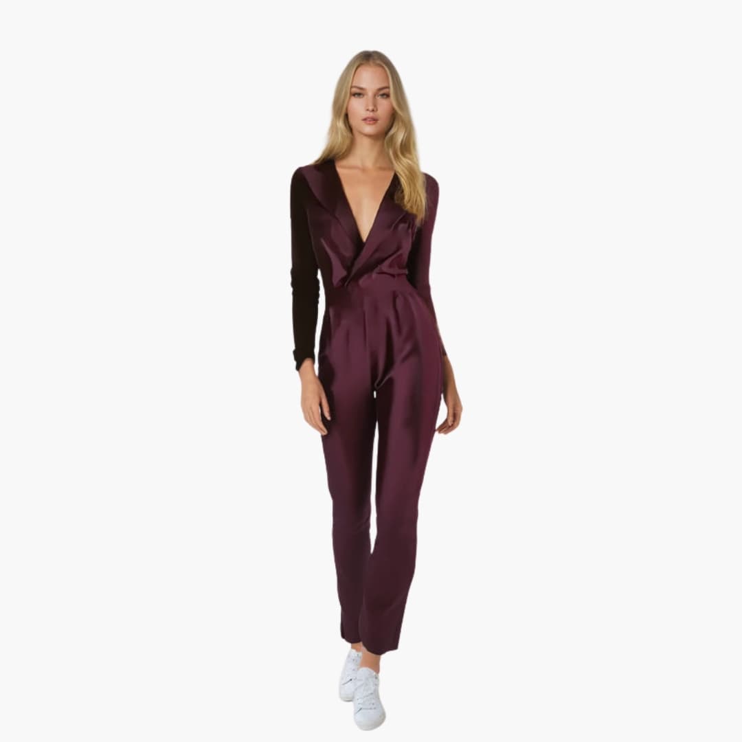 Tuta larga donna a maniche lunghe con scollo a V