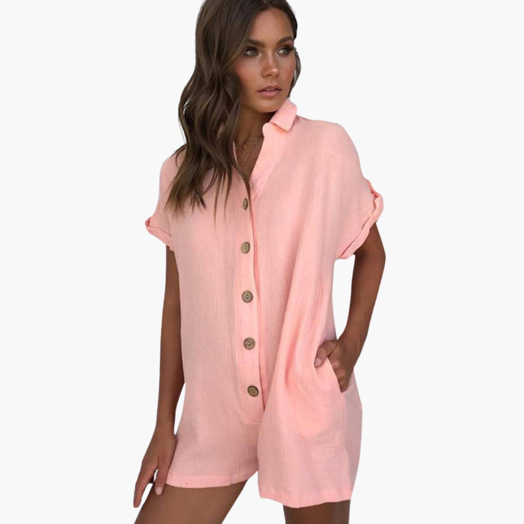 Tuta corta da donna con colletto a camicia
