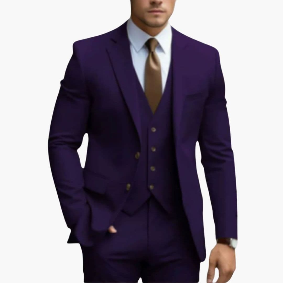 Costume Trois Pièces Homme avec Col à Revers
