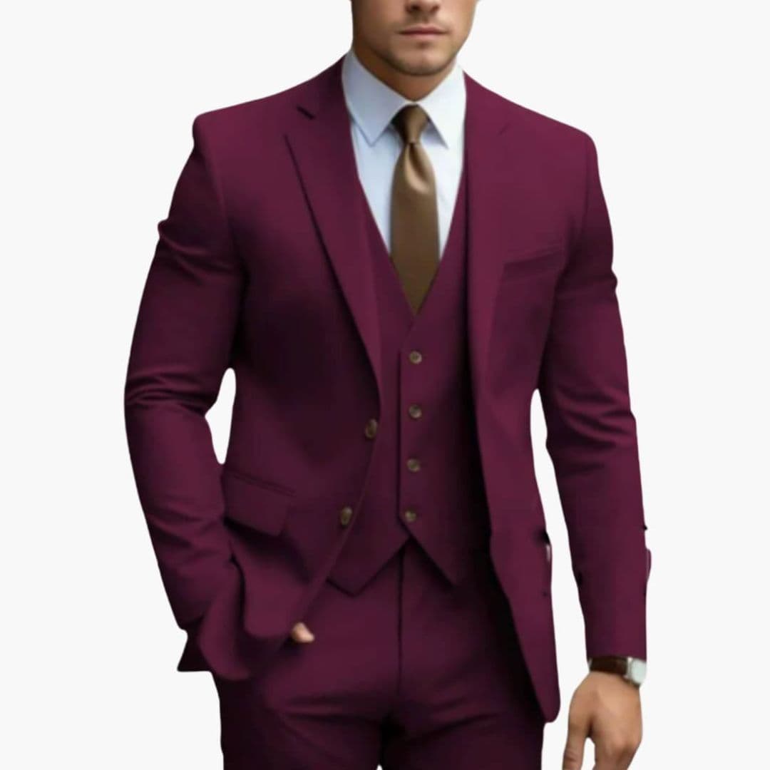 Costume Trois Pièces Homme avec Col à Revers
