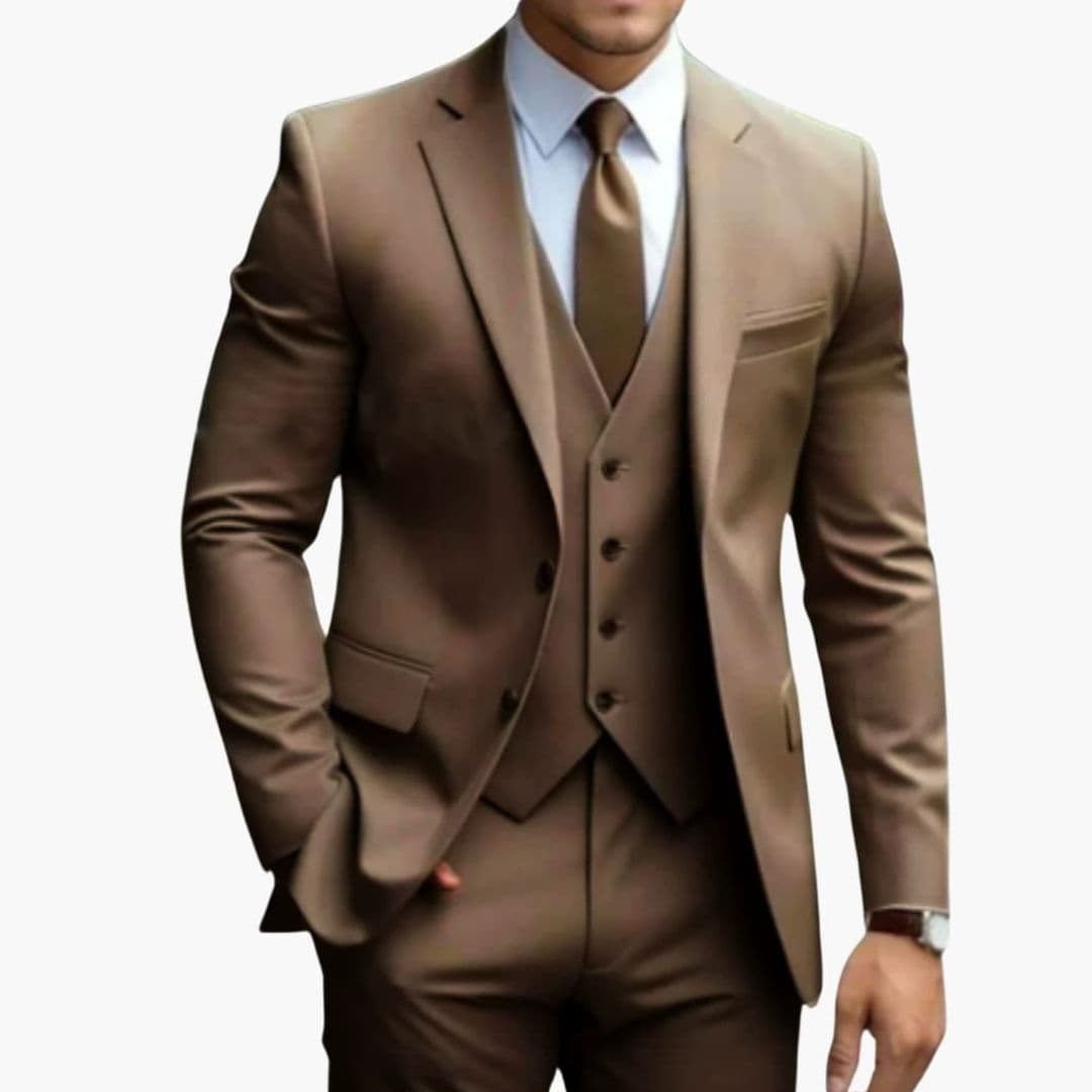 Costume Trois Pièces Homme avec Col à Revers