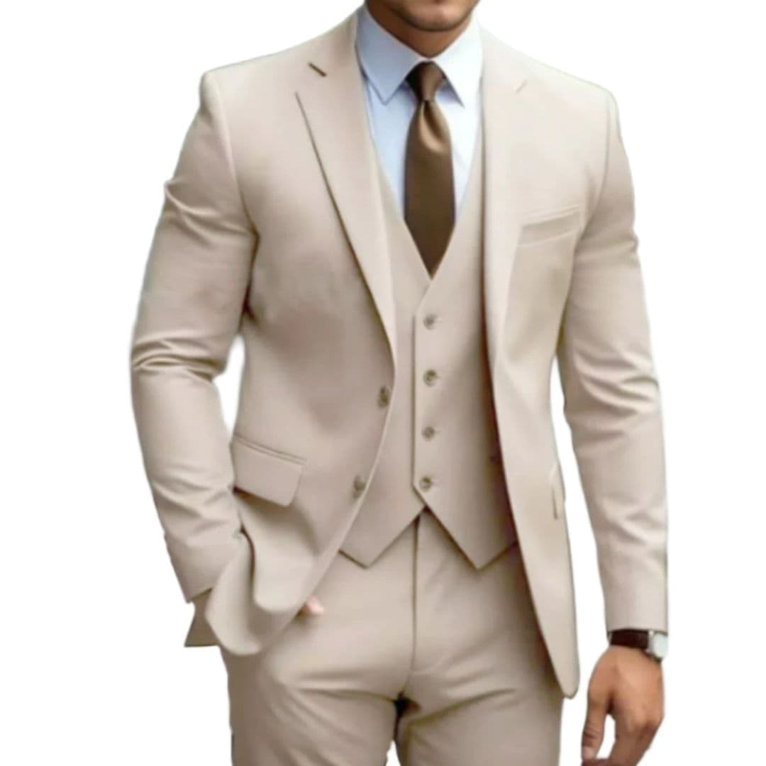 Costume Trois Pièces Homme avec Col à Revers