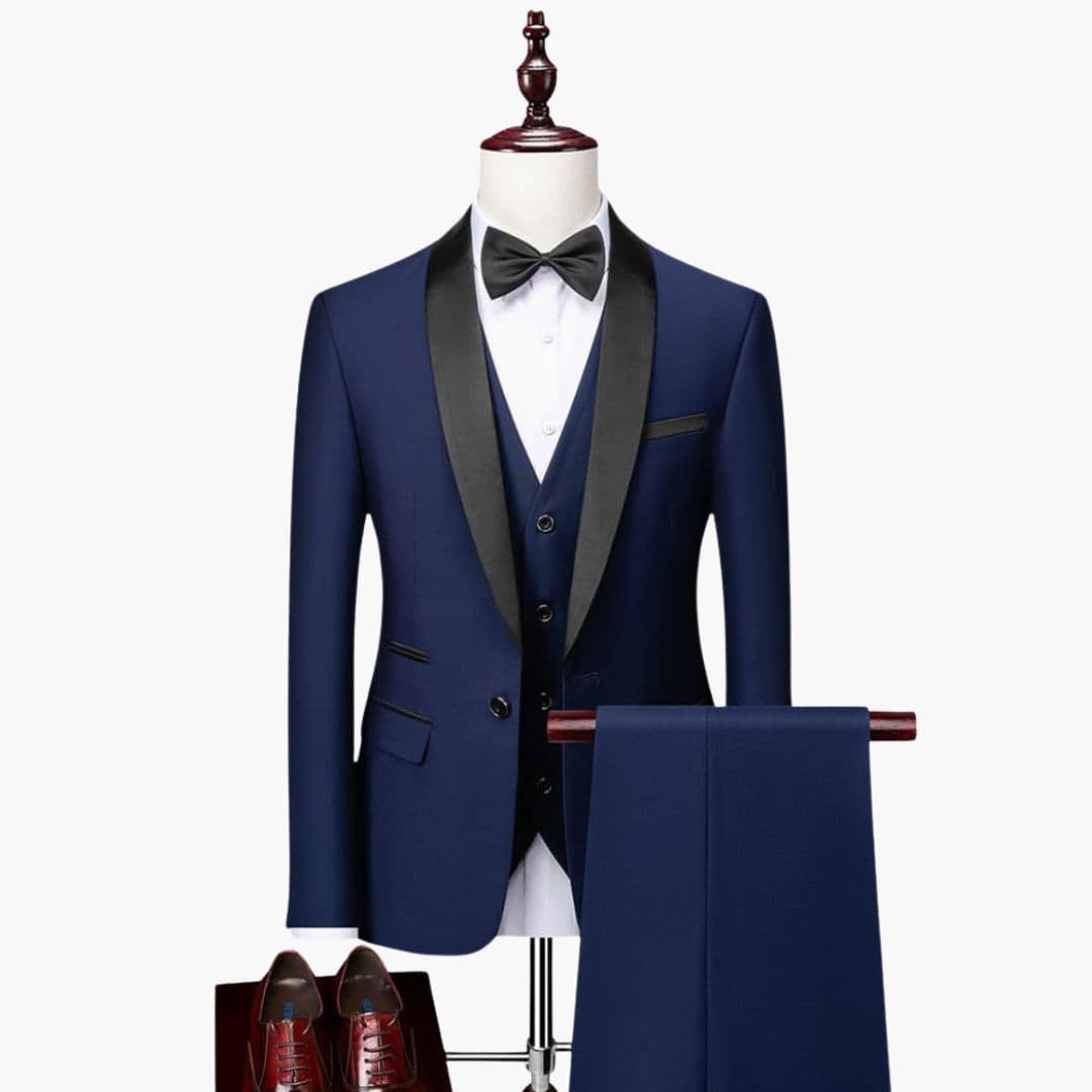 Costume Trois Pièces Pour Homme Avec Veste à Col Châle