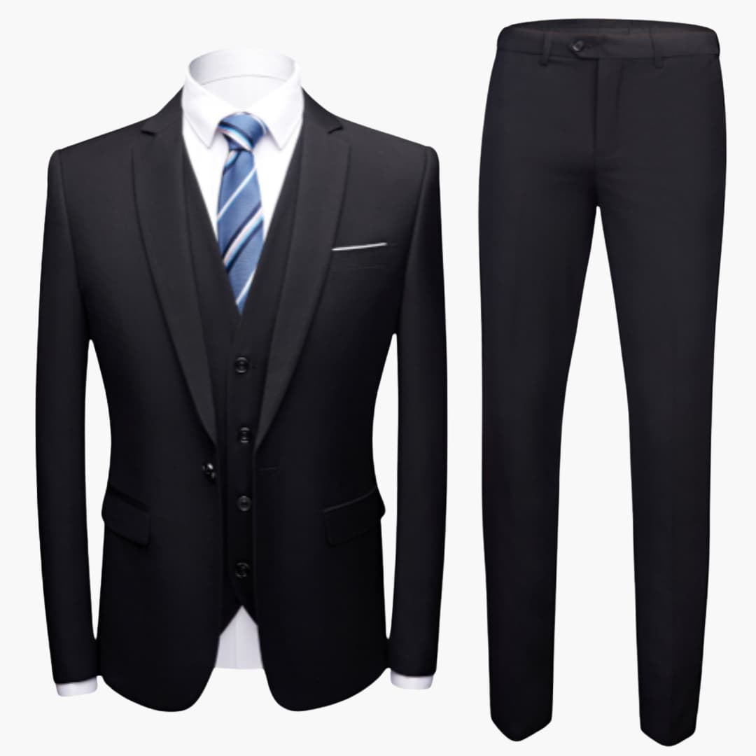 Costume pour homme trois pièces avec veste à un bouton et gilet