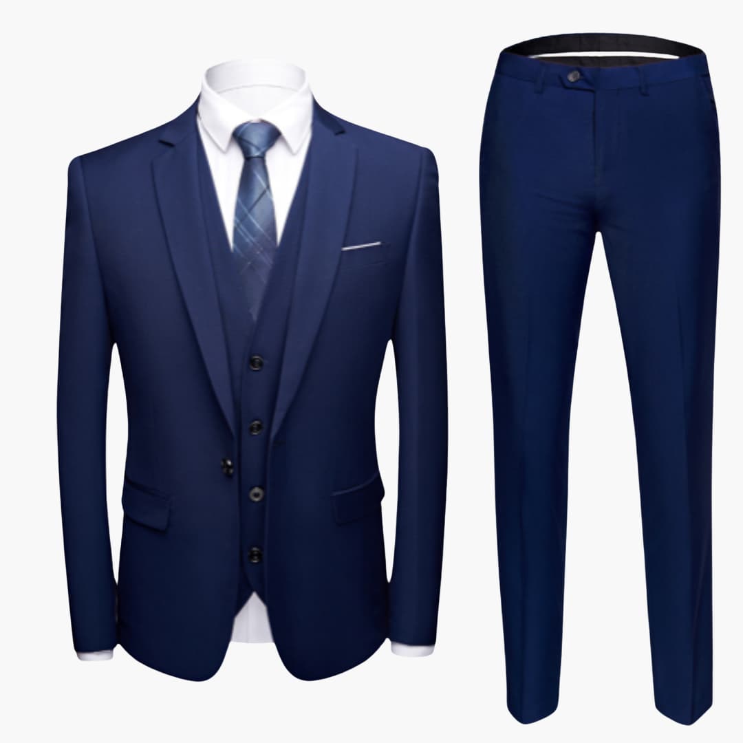 Costume pour homme trois pièces avec veste à un bouton et gilet