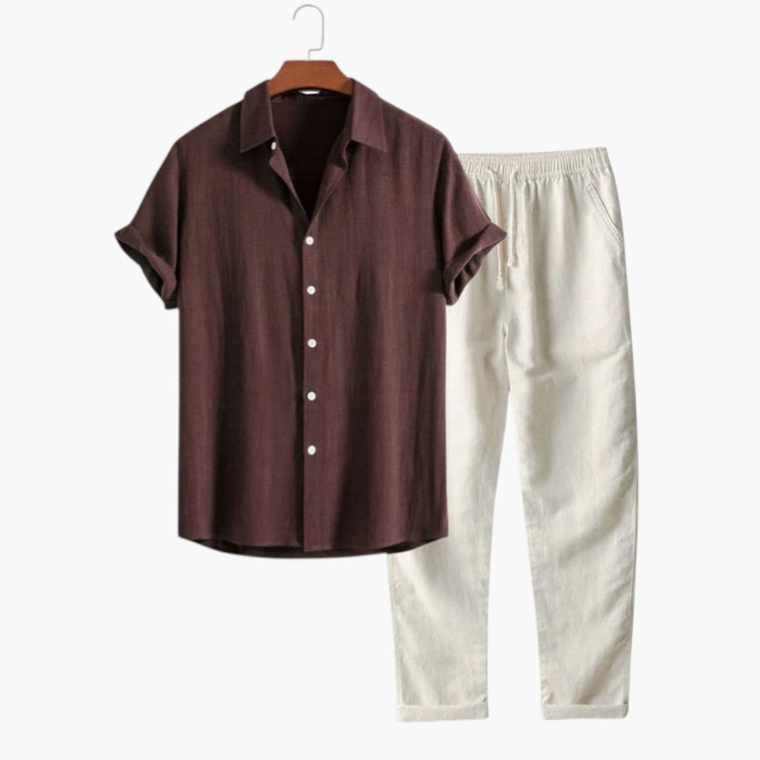 Costume d'été deux pièces hommes a chemise