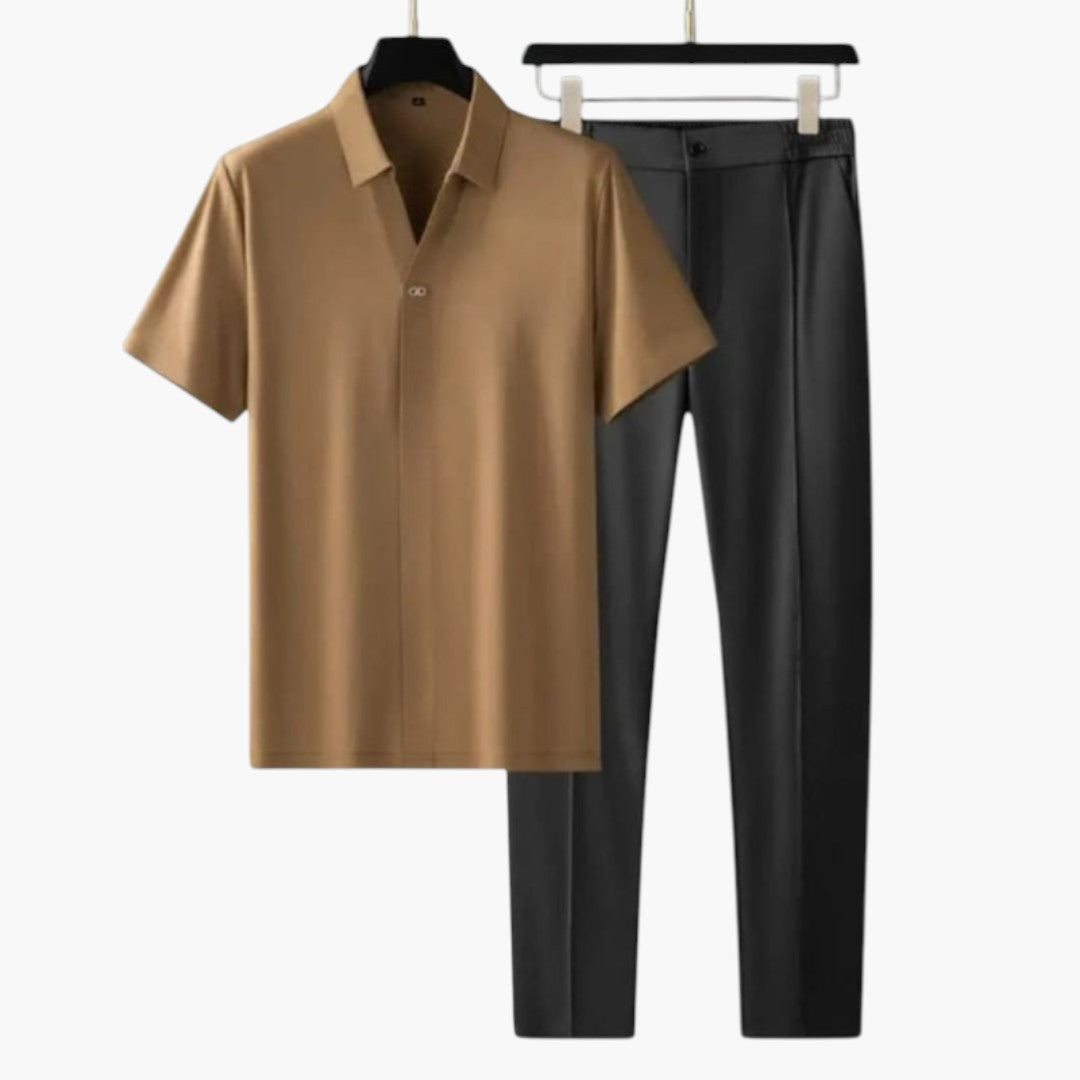 Costume d'été deux pièces hommes a pantalon ajusté